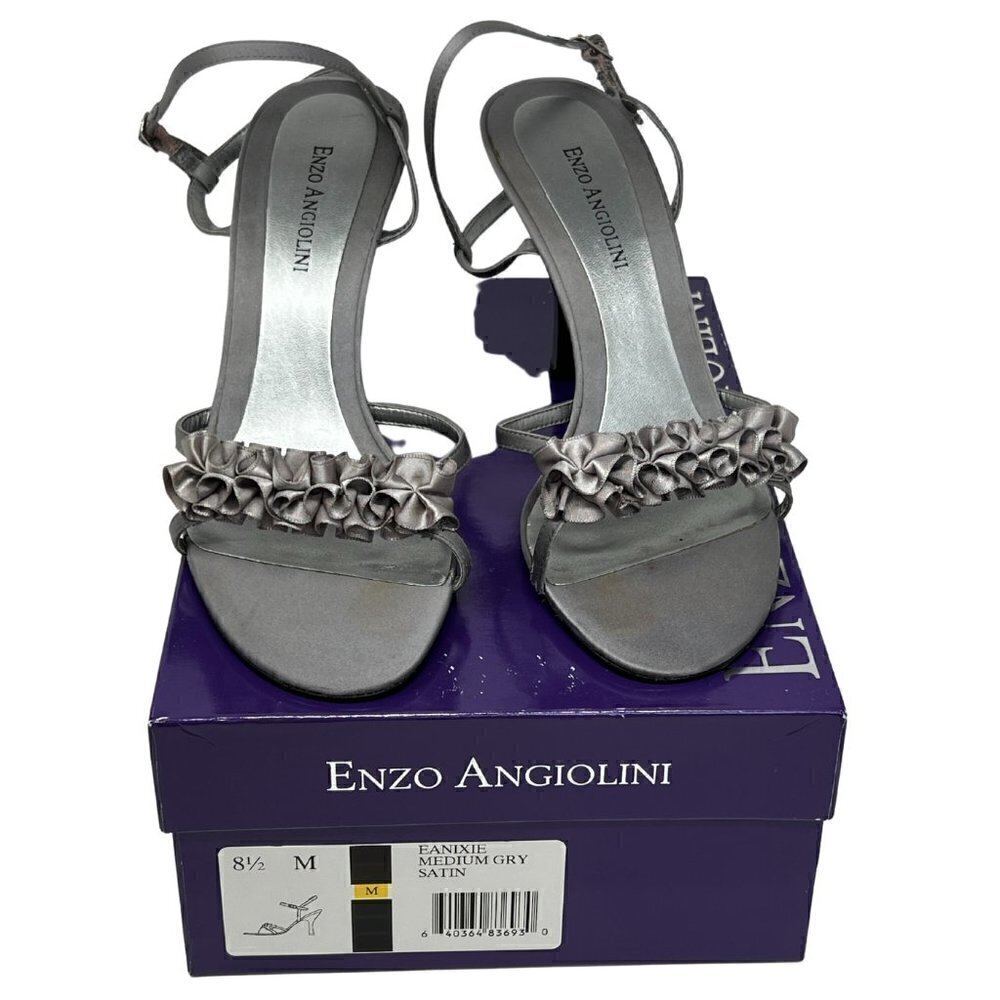 Enzo Angiolini Eanixi Sandals, Satin Gray, Size 8.5